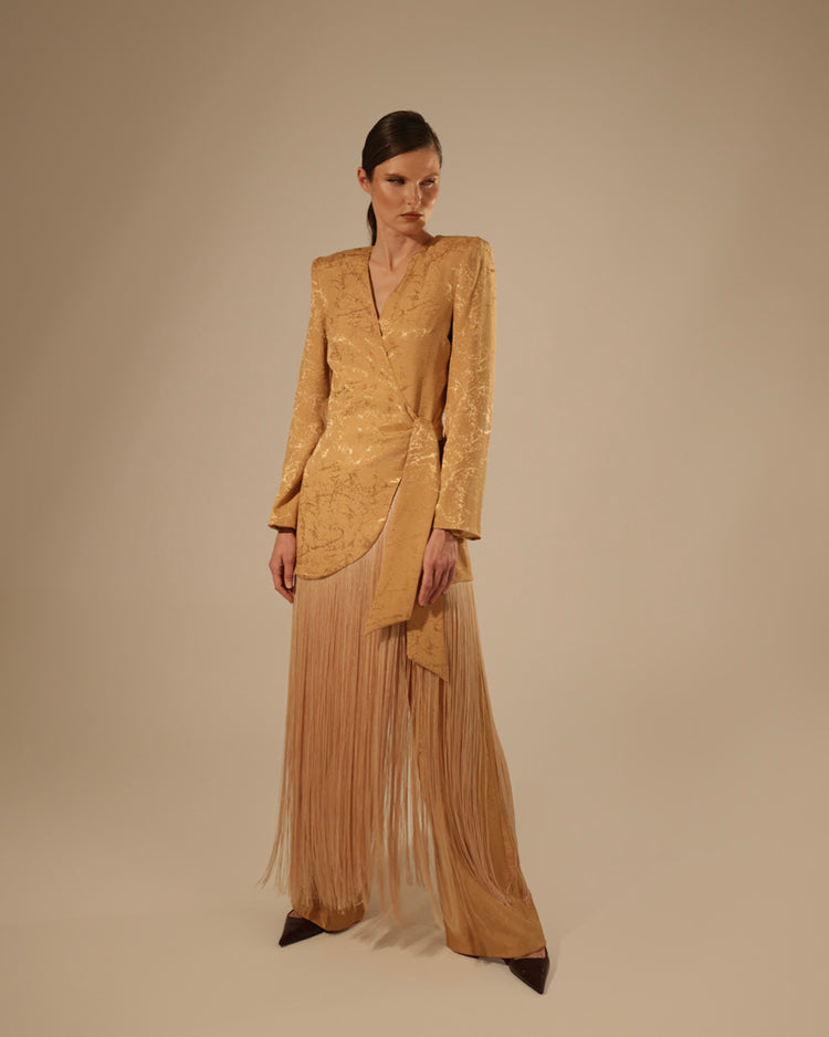 Giacca jacquard maxi frange