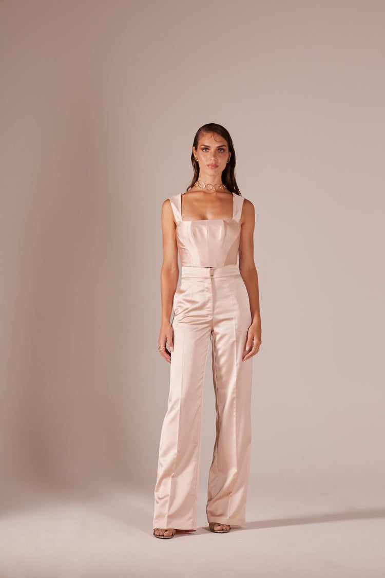 Satin crop top with shoulder straps