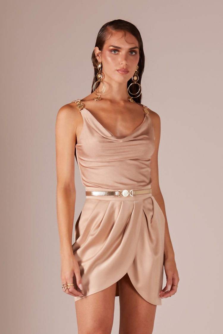 Jersey top with soft neckline and metallic decorations