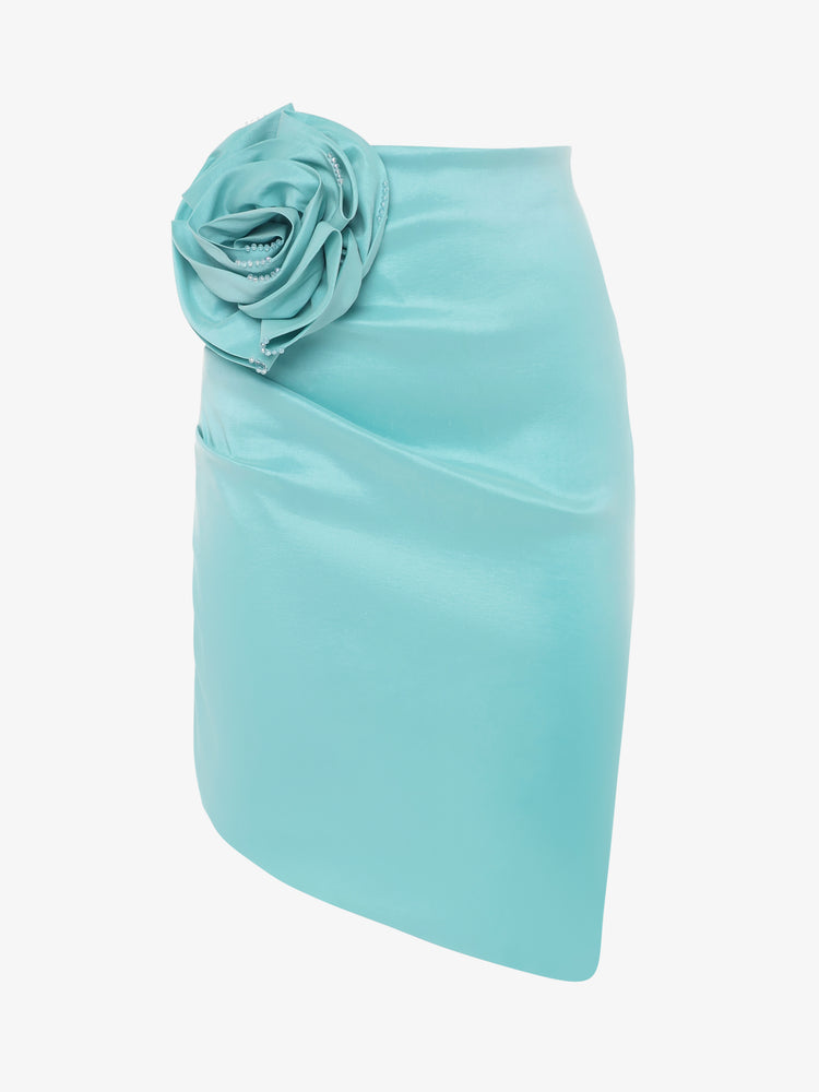 Mini skirt in technical fabric with metallic decoration at the waist