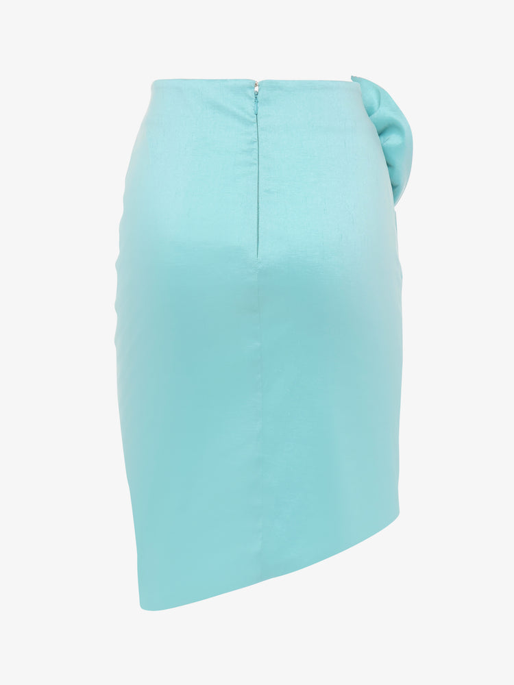 Mini skirt in technical fabric with metallic decoration at the waist