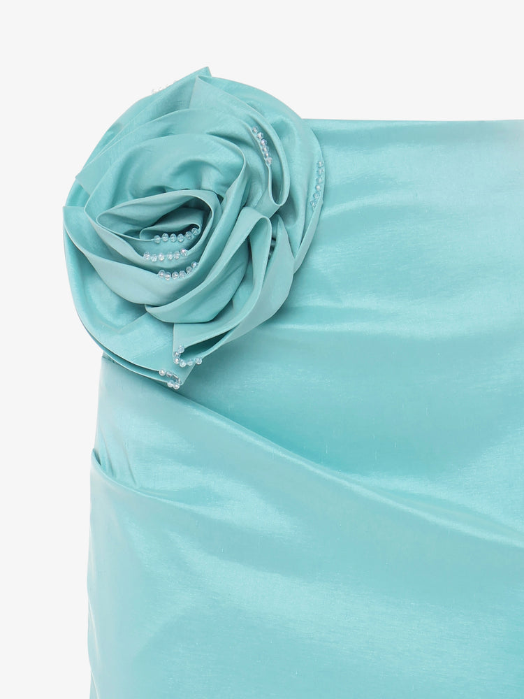 Mini skirt in technical fabric with metallic decoration at the waist