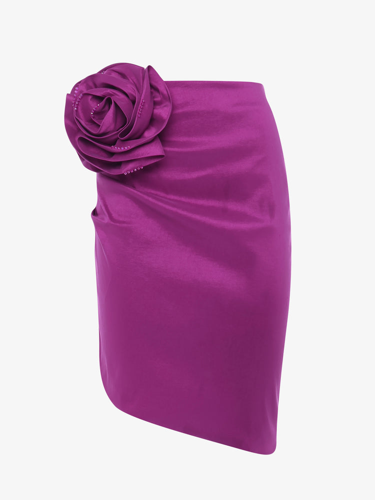 Mini skirt in technical fabric with metallic decoration at the waist
