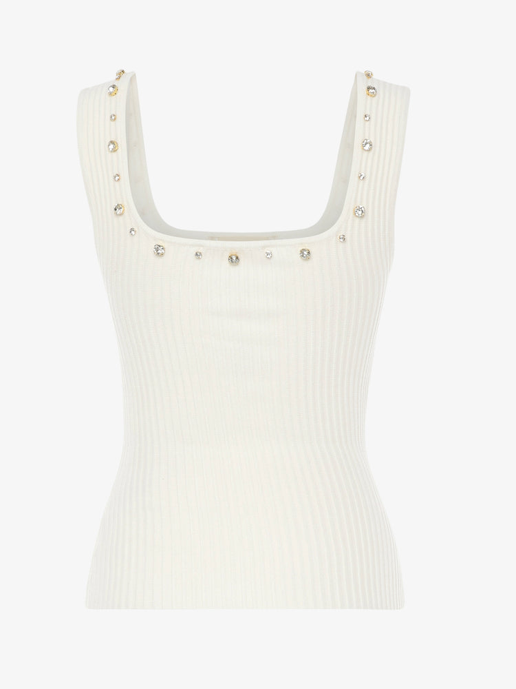 Knitted top with jewel applications