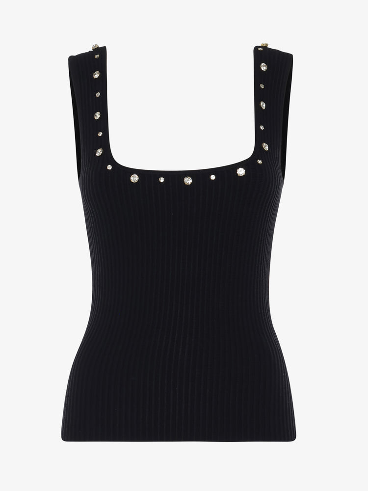 Knitted top with jewel applications