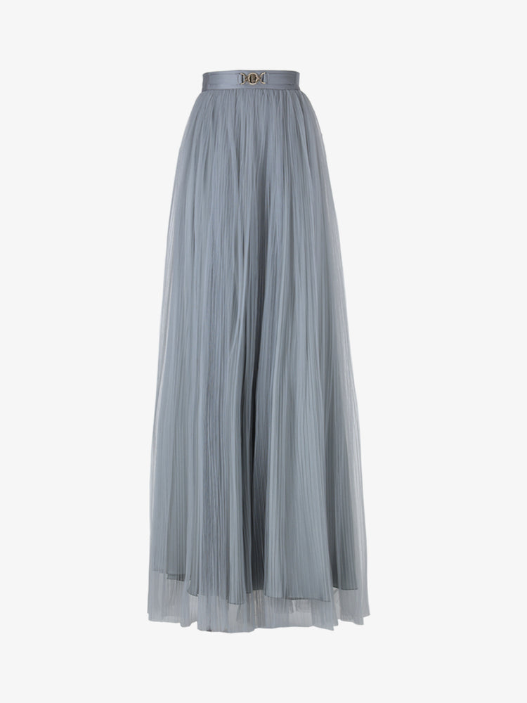 Long tulle skirt with metallic decoration