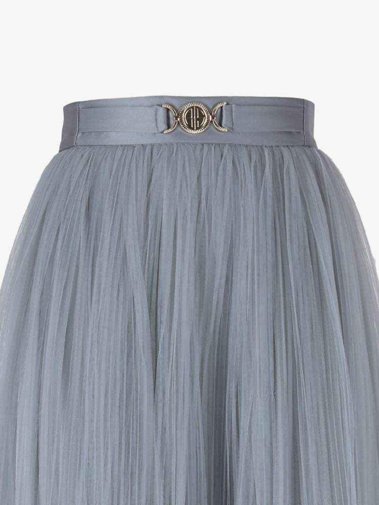 Long tulle skirt with metallic decoration