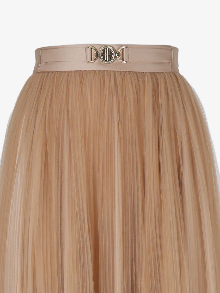 Long tulle skirt with metallic decoration