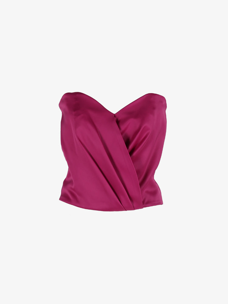 Strapless satin draped top