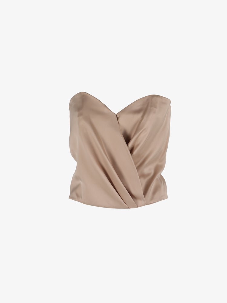 Strapless satin draped top