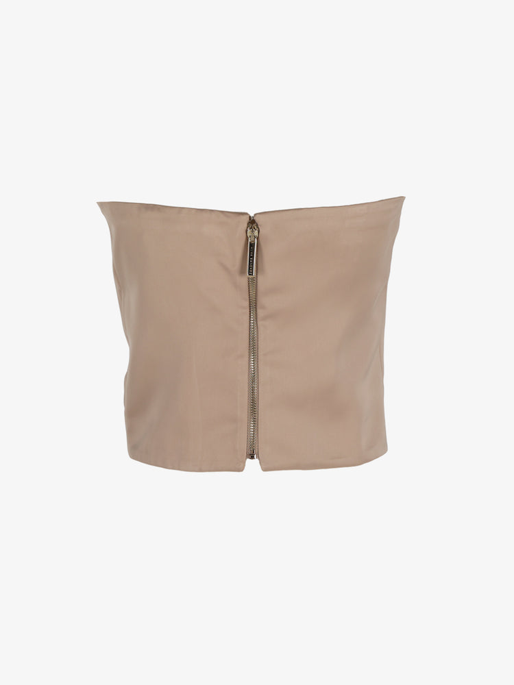 Strapless satin draped top