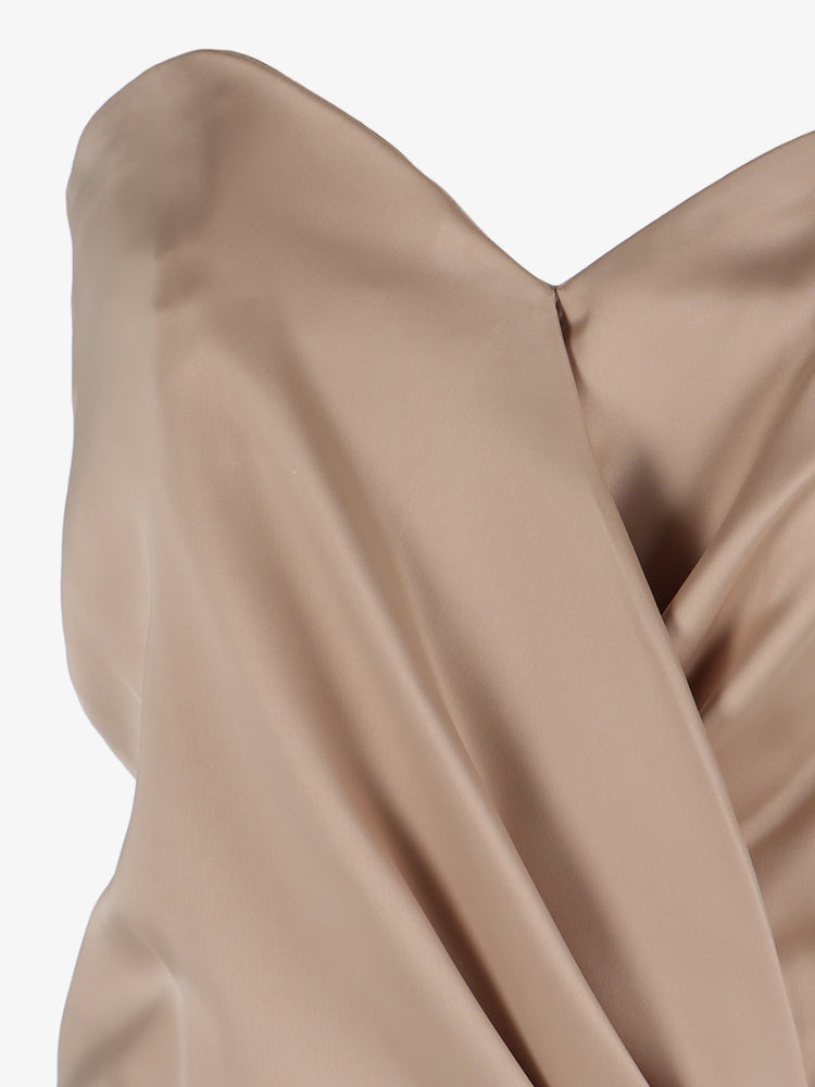 Strapless satin draped top