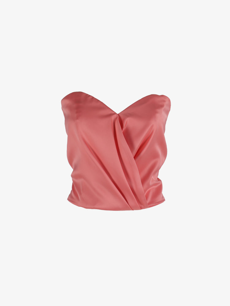 Strapless satin draped top