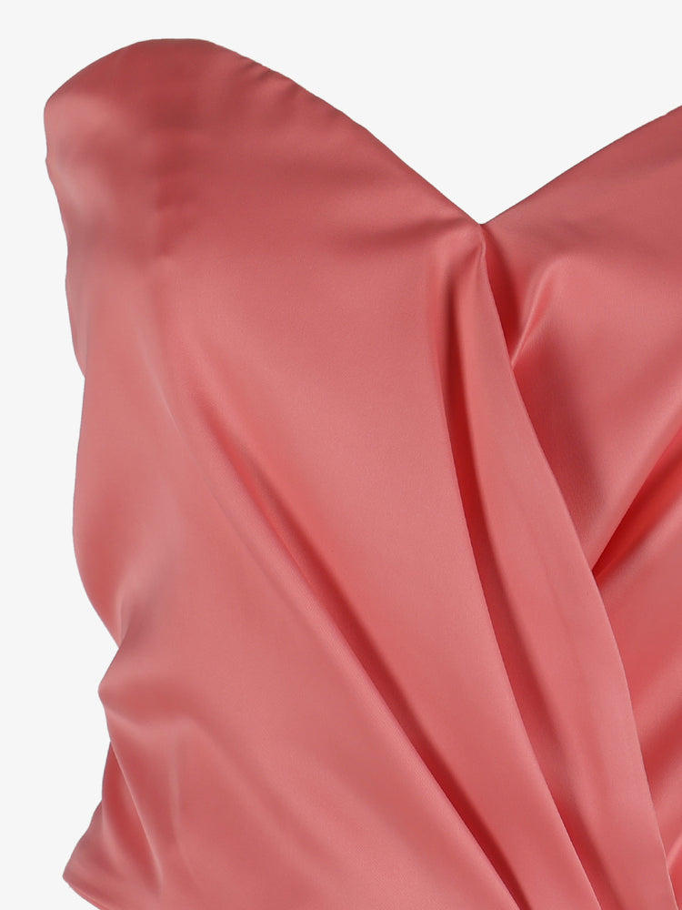 Strapless satin draped top