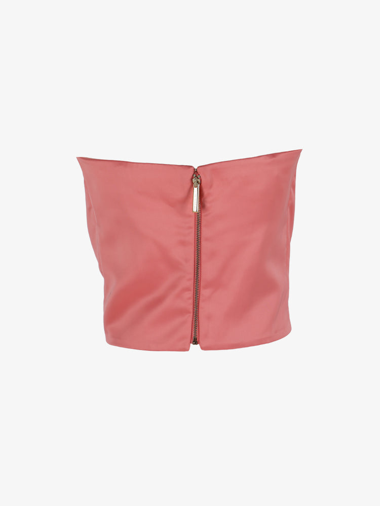 Strapless satin draped top