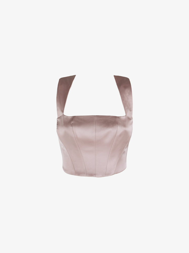 Satin crop top with shoulder straps