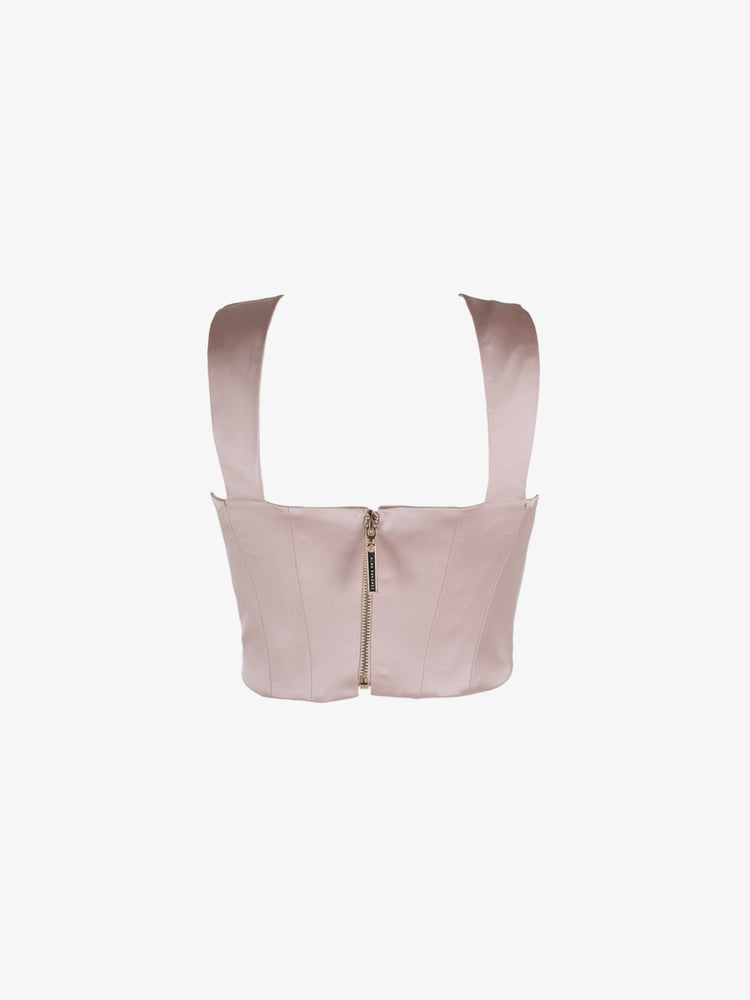 Satin crop top with shoulder straps