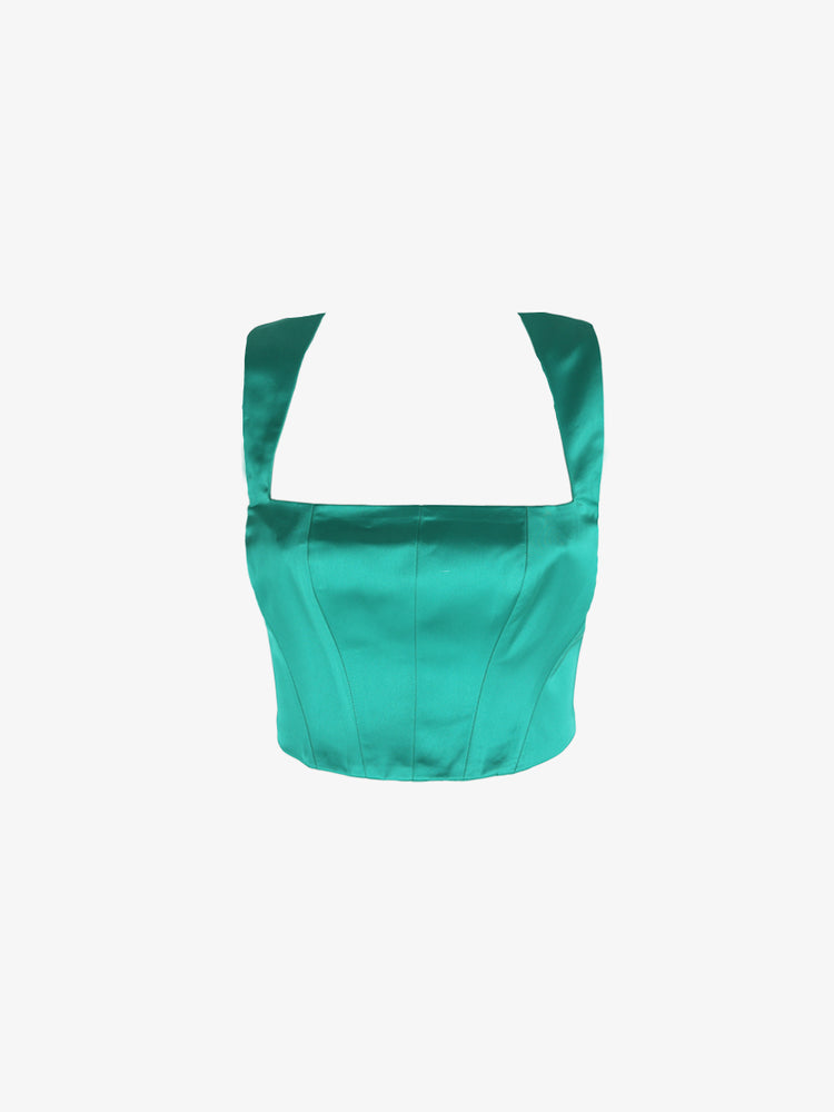 Satin crop top with shoulder straps