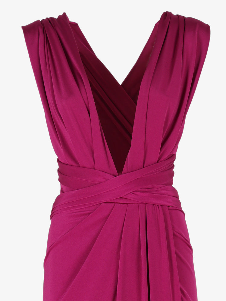 Long jersey dress with halter neckline