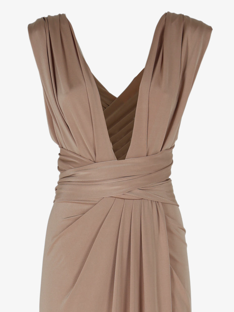 Long jersey dress with halter neckline