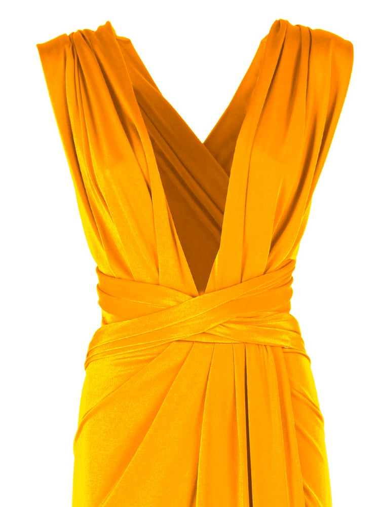 Long jersey dress with halter neckline