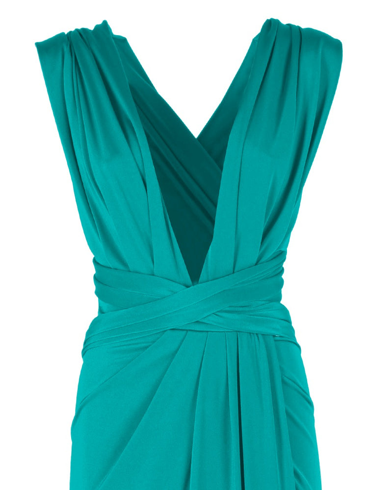 Long jersey dress with halter neckline