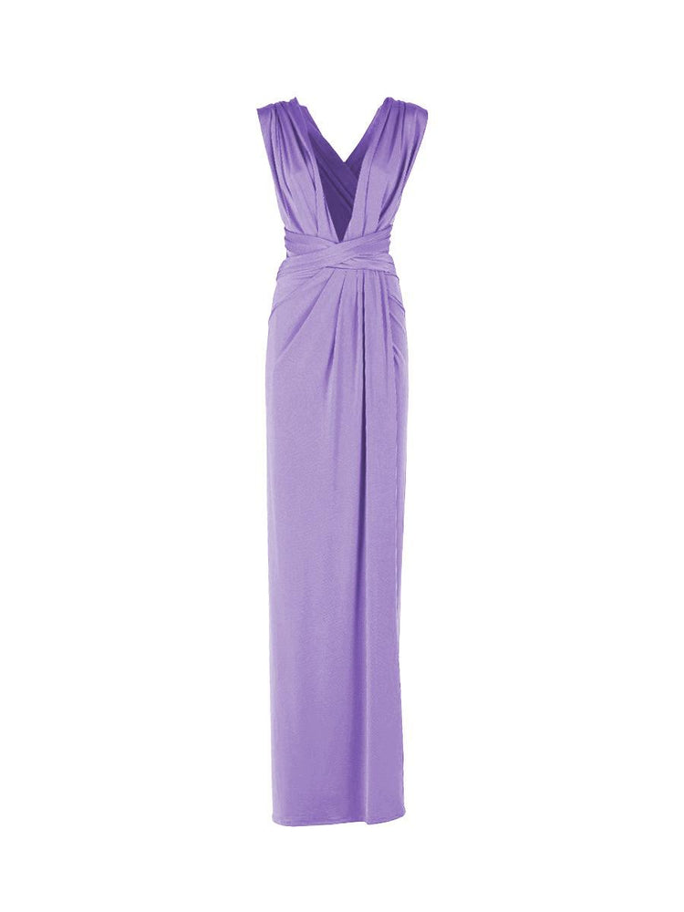 Long jersey dress with halter neckline