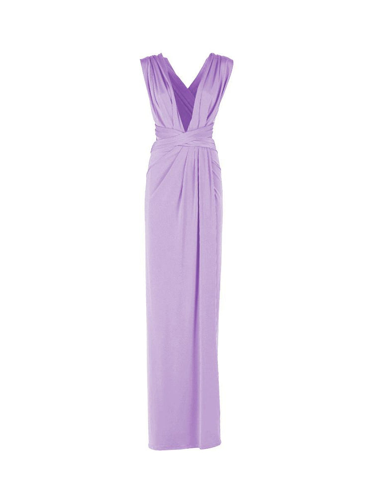 Long jersey dress with halter neckline