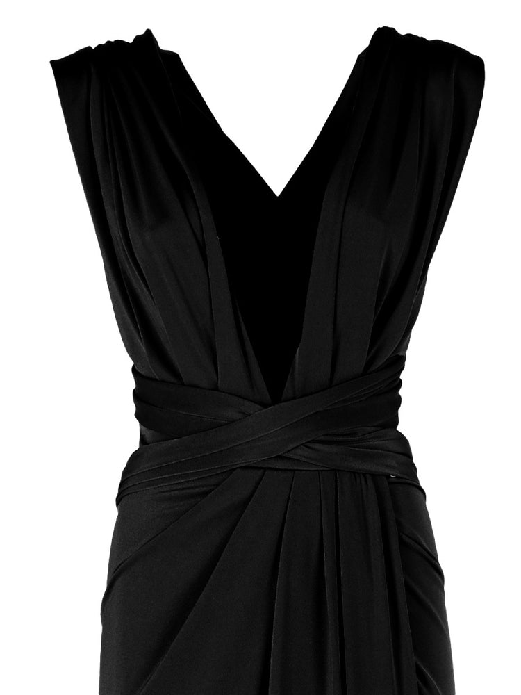 Long jersey dress with halter neckline