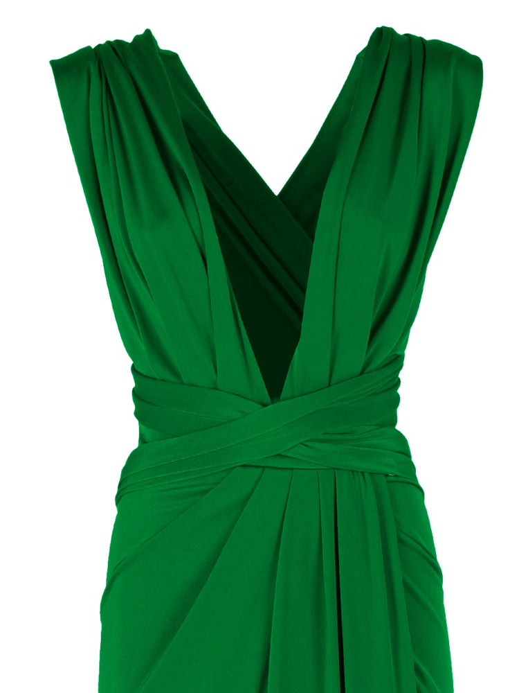 Long jersey dress with halter neckline