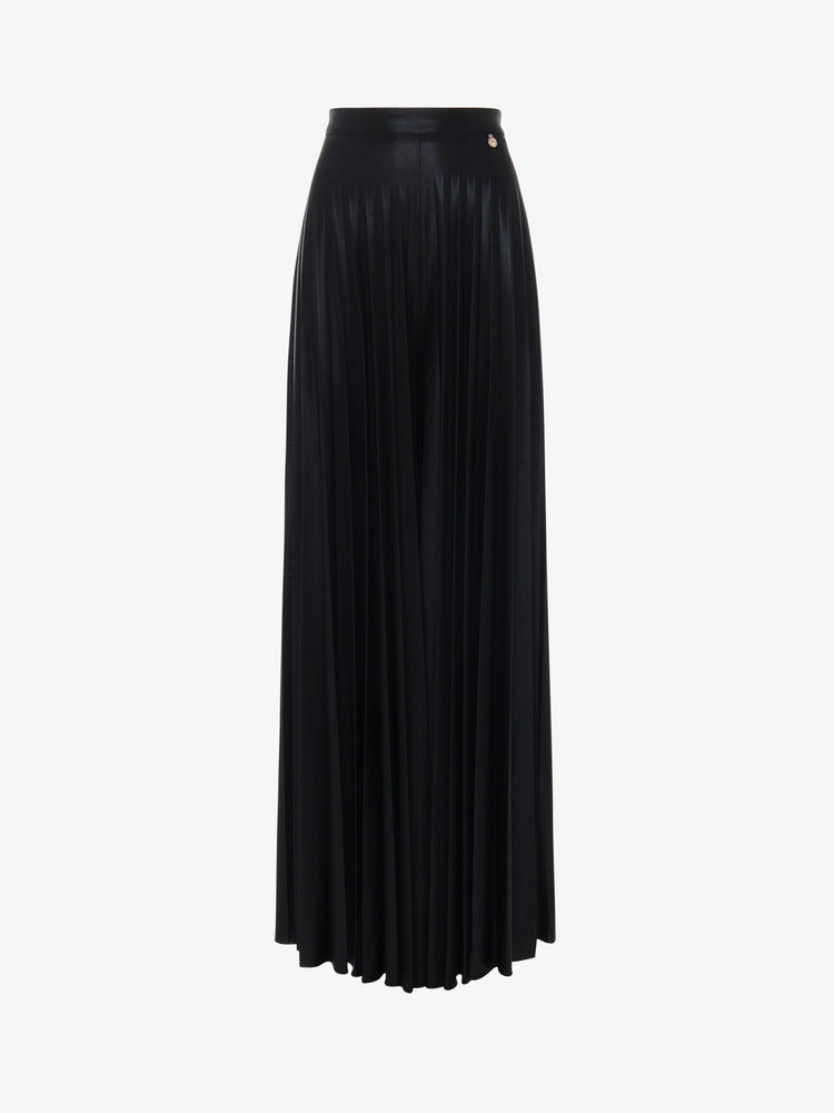 Wide pleated trousers in metallic jersey