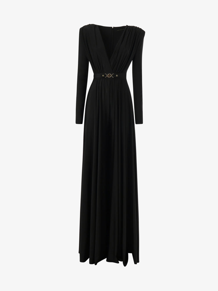 Tuta elegante ampia in jersey e accessorio metallico in vita