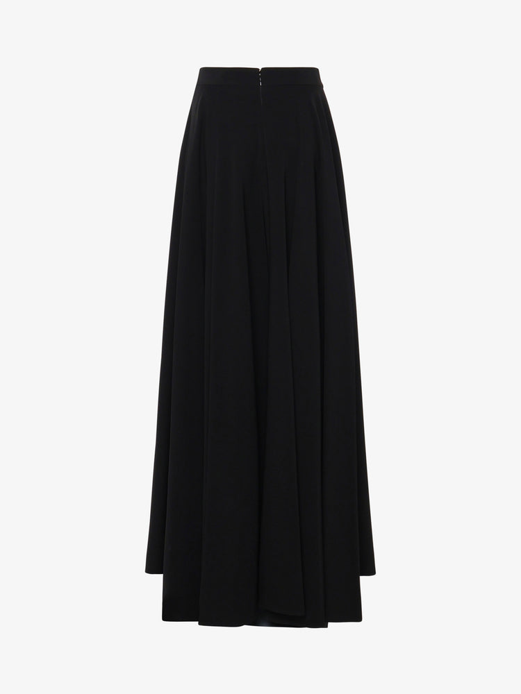 Gonna ampia in tessuto tecnico con accessorio metallico in vita