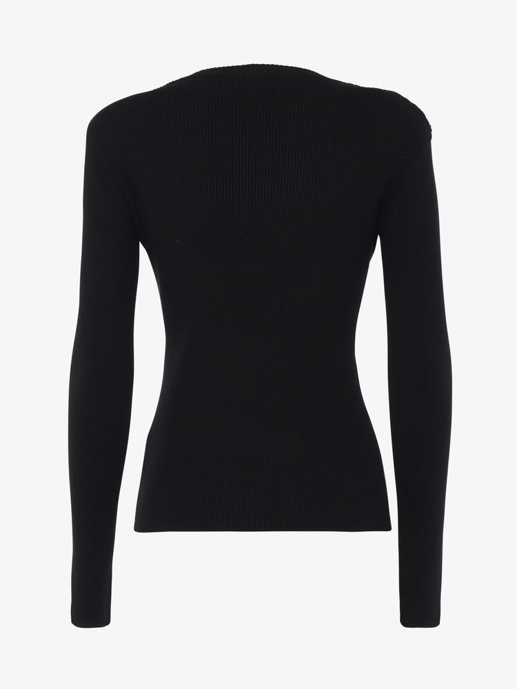 Crewneck sweater with metal buttons