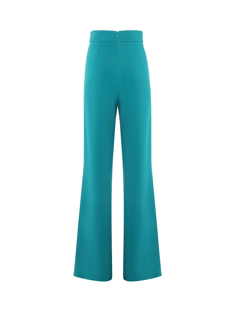 Pantalone gamba dritta in tessuto tecnico accessorio metallico in vita