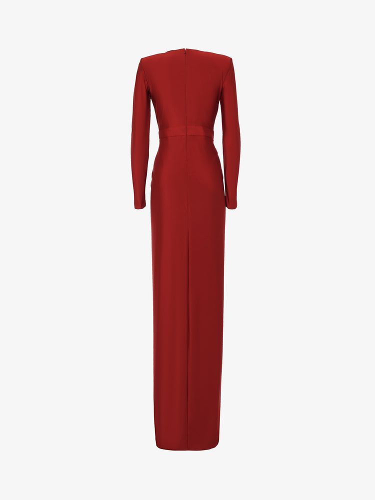 Long dress with deep neckline in jersey
