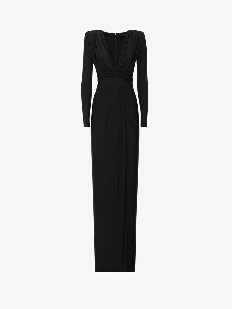 Long dress with deep neckline in jersey
