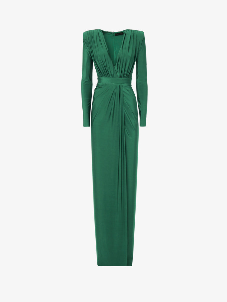 Long dress with deep neckline in jersey