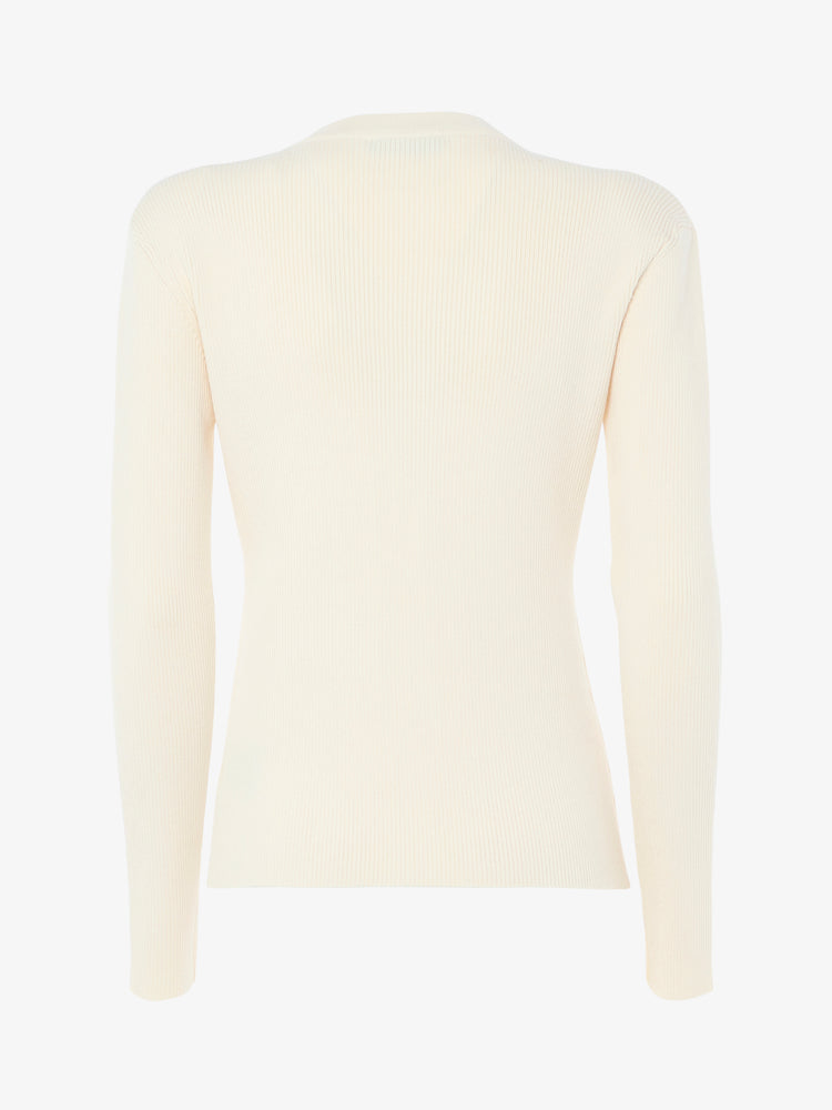 Crewneck cardigan with pockets and metal buttons