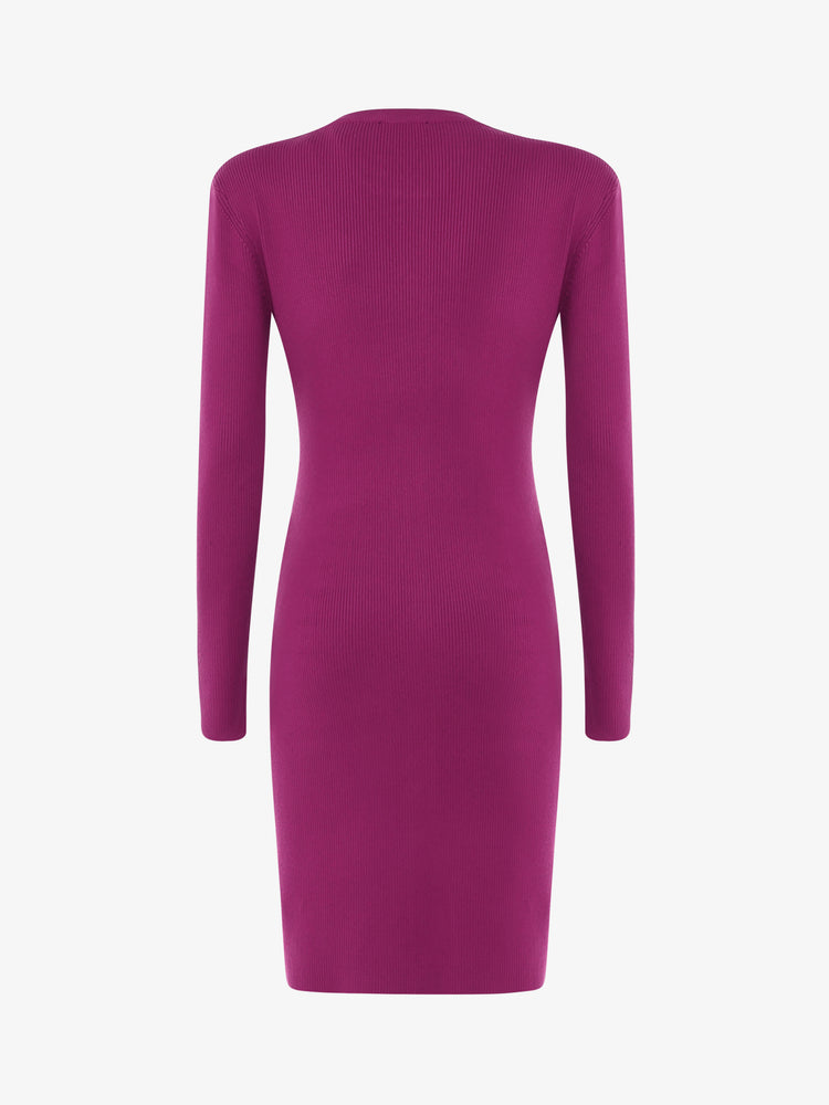 Abito in maglia a costine con bottoni metallici