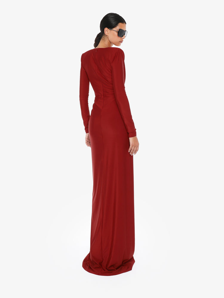 Long dress with deep neckline in jersey