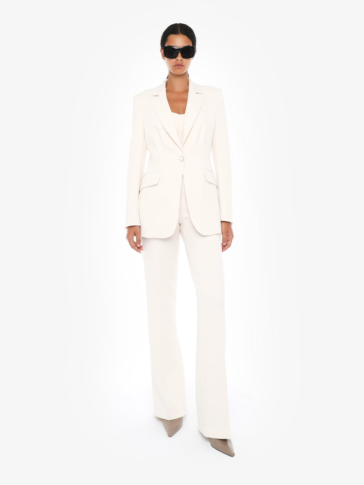 Straight leg trousers in structured fabric