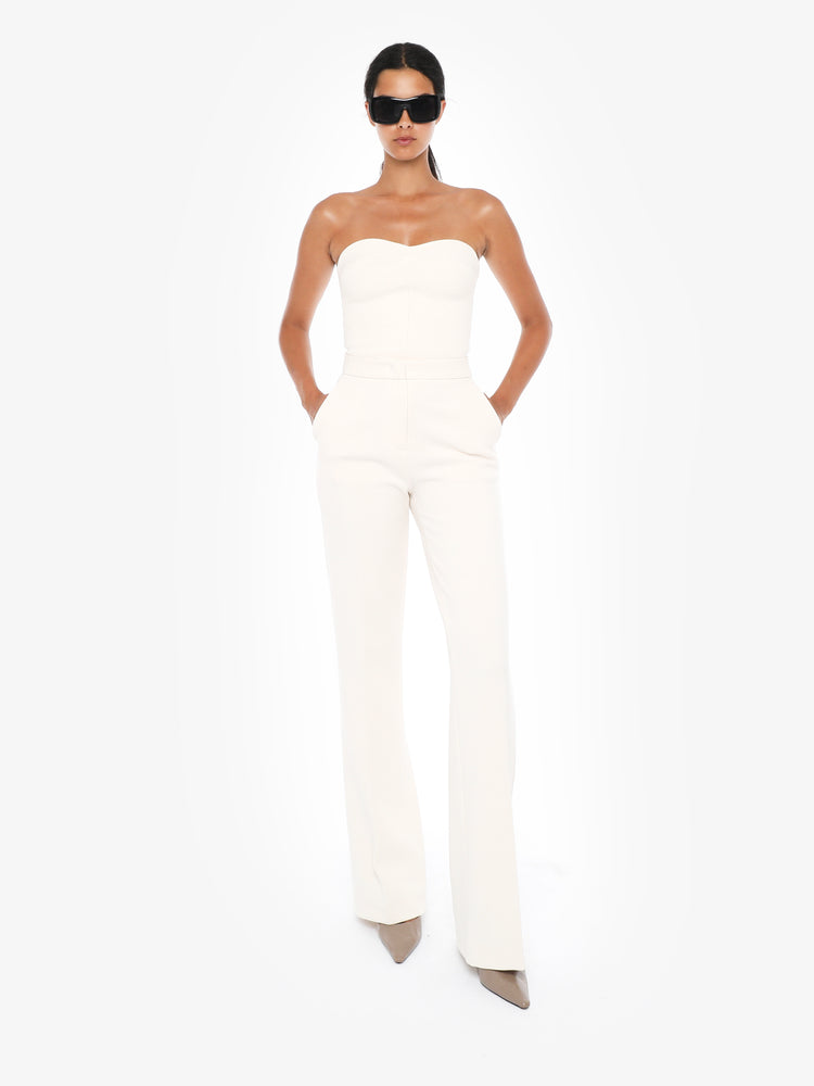 Straight leg trousers in structured fabric