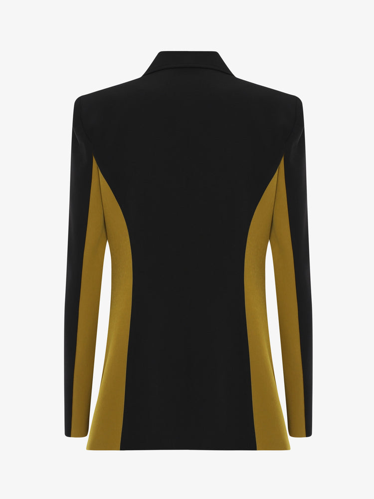 Double-color technical fabric jacket with front zip