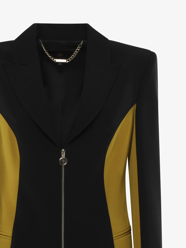 Double-color technical fabric jacket with front zip