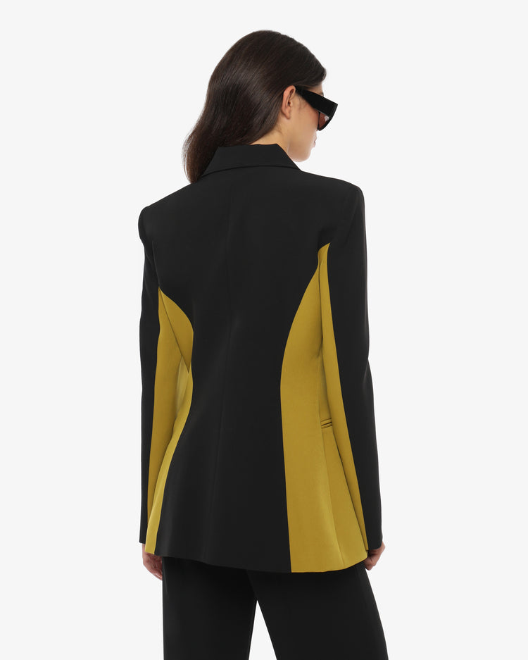 Double-color technical fabric jacket with front zip