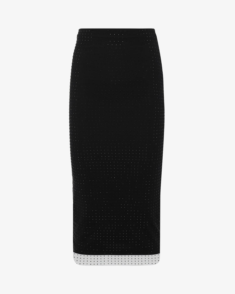 Gonna longuette in rete e strass