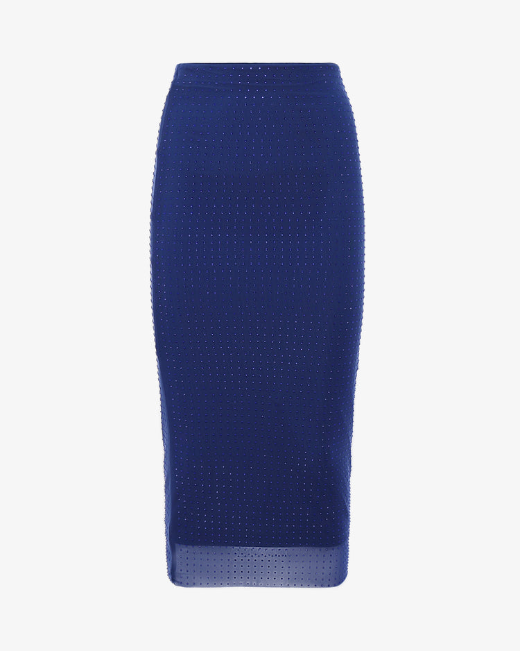 Gonna longuette in rete e strass