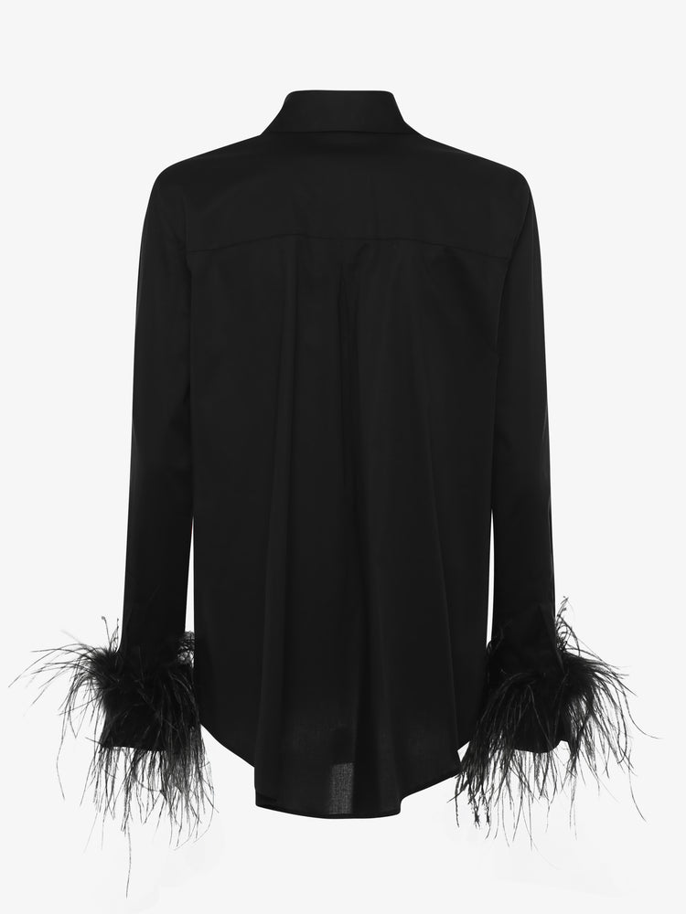 Poplin shirt with metal buttons and feather cuffs