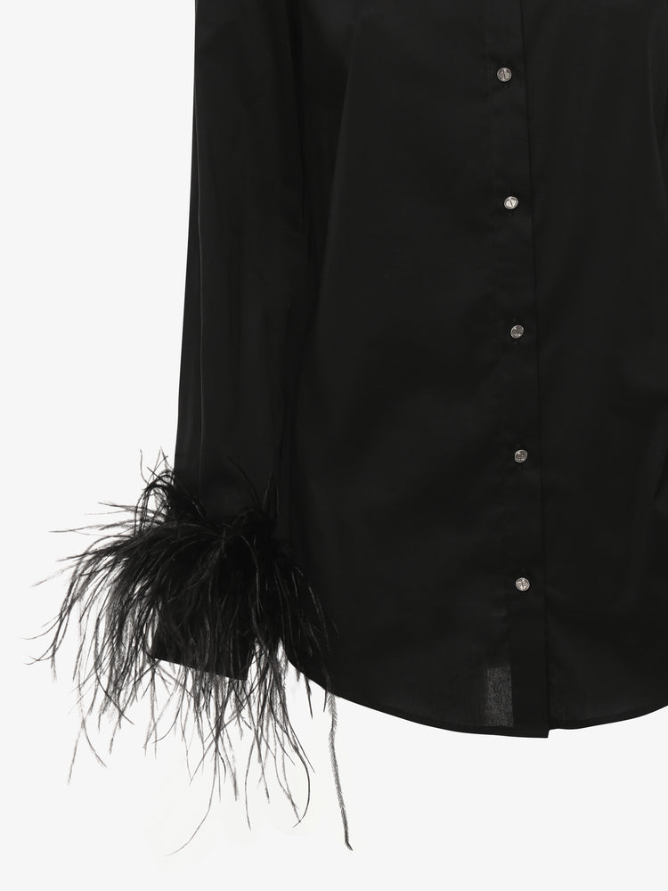 Poplin shirt with metal buttons and feather cuffs